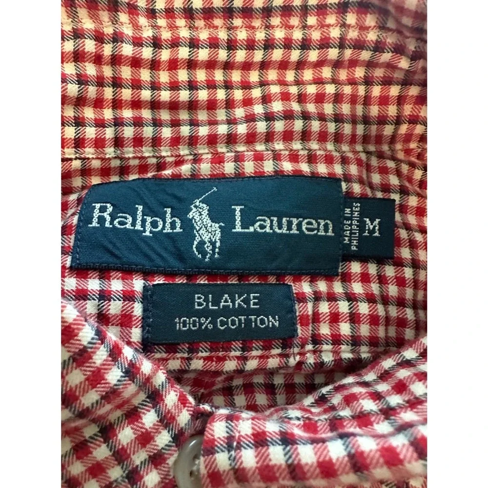 Polo Ralph Lauren Blake Mens Red White Gingham Check Cotton Button Down Shirt M
